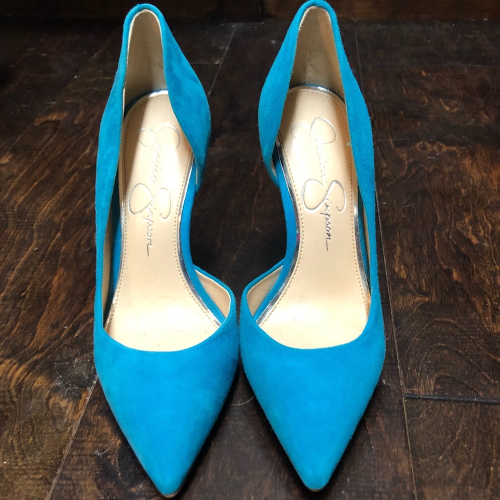 Jessica Simpson blue suede heels